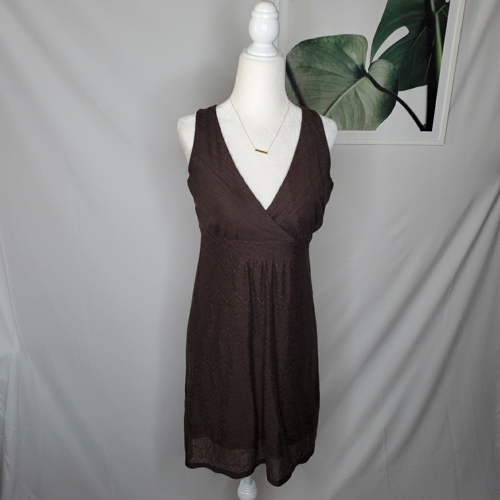 Athleta Las Palmas Dress Boho Paisley Brown V Neck - Picture 2 of 7